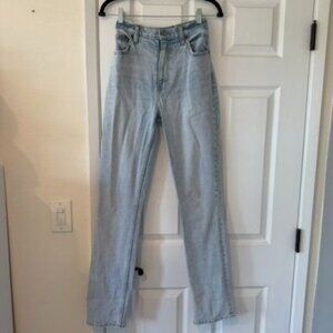 Abercrombie & Fitch High Rise Straight Leg Light Wash Denim Jeans Size 24